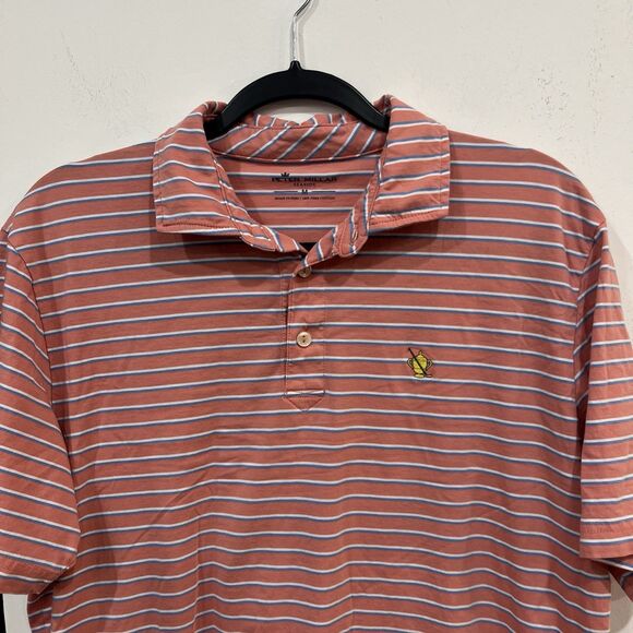 Peter Millar Seaside Short Sleeve Golf Striped Polo Shirt Mens Size Medium - Picture 2 of 6